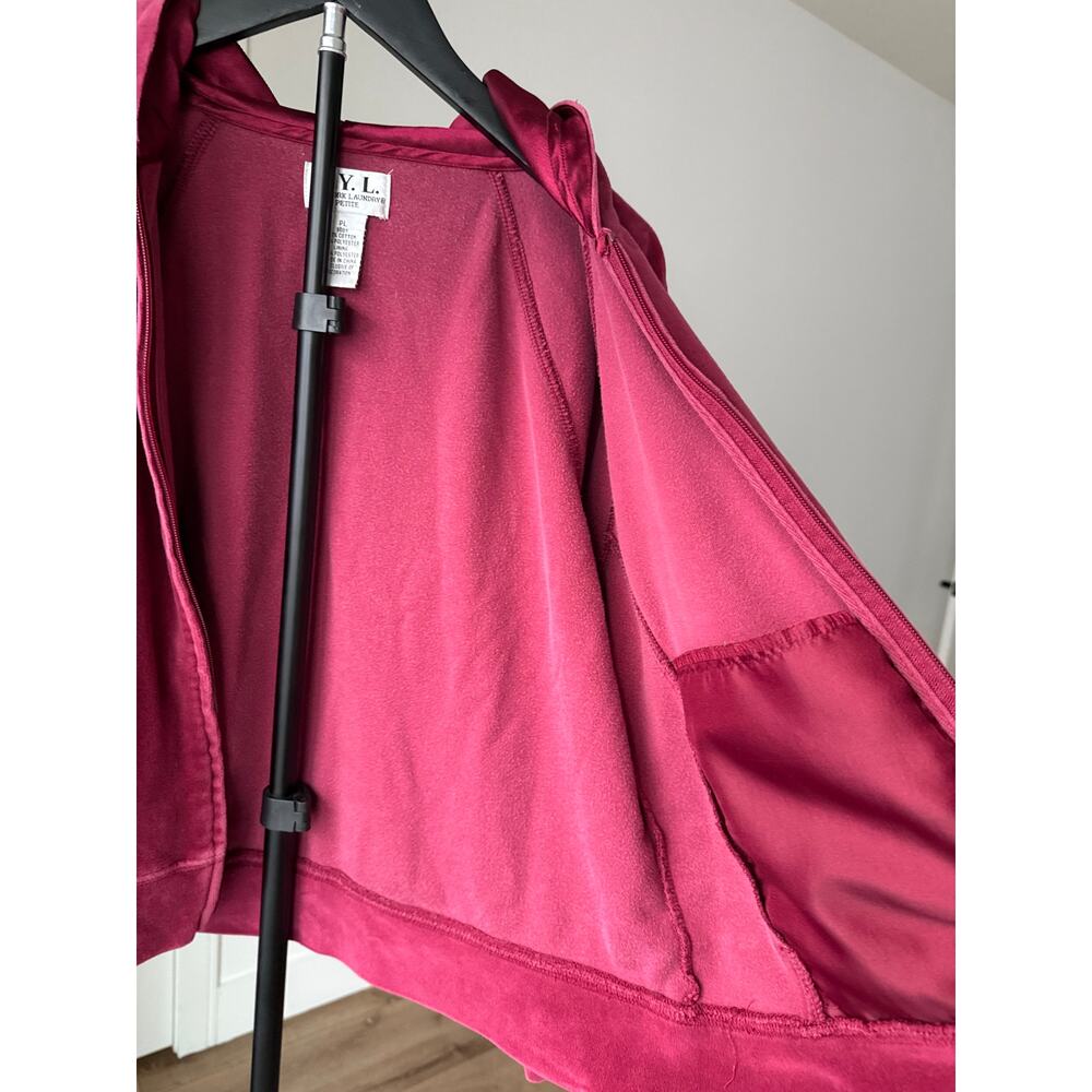 Y2K N.Y.L. New York Laundry Pink Velour Zip Up Hoodie Petite - Picture 7 of 7